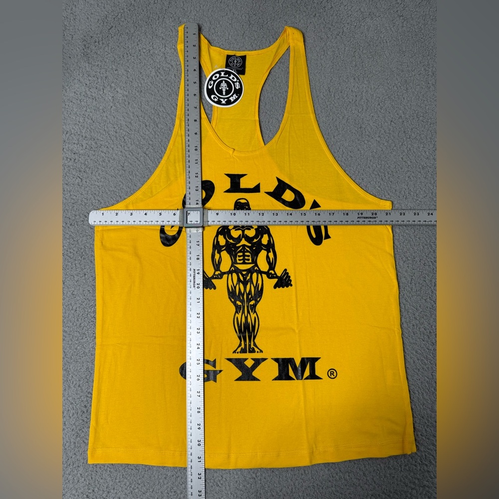 NWT-Mens XL Golds Gym Training Workout Muscle Sleeveless Yellow Tank Shi… - Picture 3 of 6